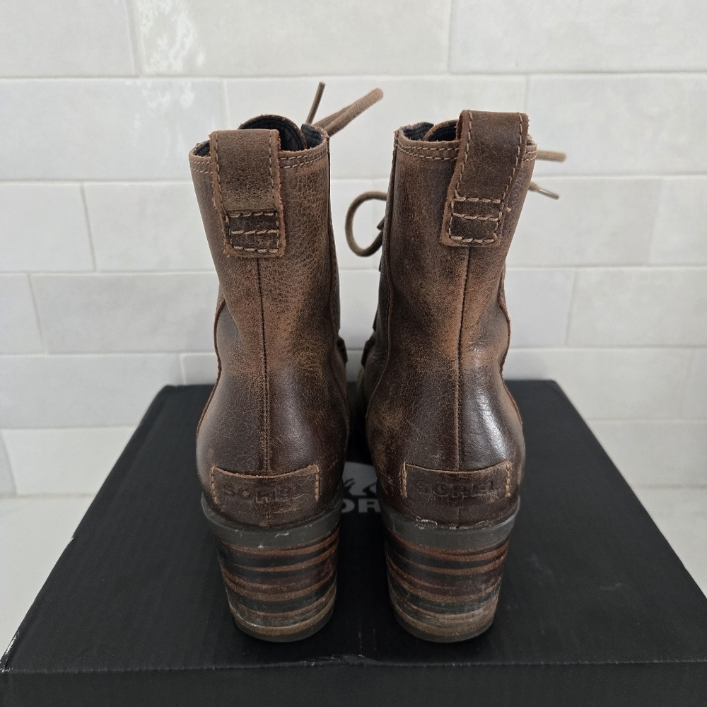 Sorel Cate Lace-Up NL3385-282 Brown Leather Waterproof Winter Boots Size 7.5 - Picture 4 of 7